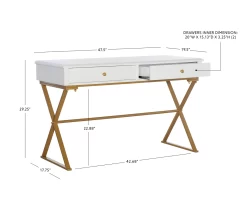 Glam White & Gold 2-Drawer Campaign Desk -Home Style Shop 810543228 D8 12