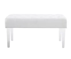 Marie Glitz White Tufted Linen Acrylic Leg Bench -Home Style Shop 810543267 A0 2