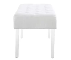 Marie Glitz White Tufted Linen Acrylic Leg Bench -Home Style Shop 810543267 A1