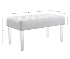 Marie Glitz White Tufted Linen Acrylic Leg Bench -Home Style Shop 810543267 A7