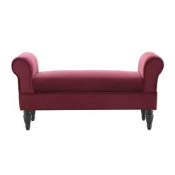 Elsie Berry & Dark Mahogany Upholstered Rolled Arm Bench -Home Style Shop 810543272 3