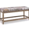 Gray Moroccan Tapestry Upholstered Rustic Driftwood Bench