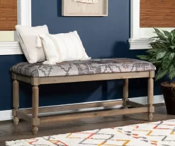 Moroccan Tapestry Upholstered Rustic Driftwood Bench -Home Style Shop 810543274 2 1