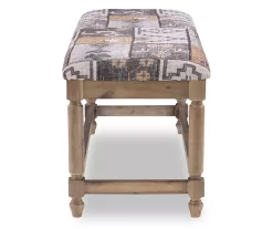 Gray Moroccan Tapestry Upholstered Rustic Driftwood Bench -Home Style Shop 810543274 4