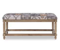 Moroccan Tapestry Upholstered Rustic Driftwood Bench -Home Style Shop 810543274 5 1