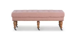 Claire Linen Upholstered Rolling Bench -Home Style Shop 810543277 6