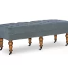 Claire Linen Upholstered Rolling Bench