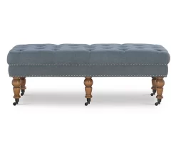 Claire Linen Upholstered Rolling Bench -Home Style Shop 810543278 3