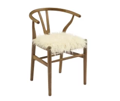 Emmitt Gray & Brown Faux Fur Wishbone Chair