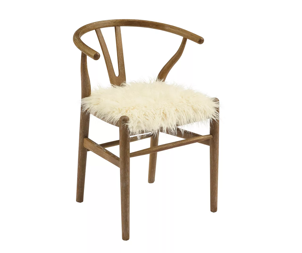 Emmitt Gray & Brown Faux Fur Wishbone Chair 1 Emmitt Gray & Brown Faux Fur Wishbone Chair