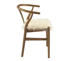 Emmitt Gray & Brown Faux Fur Wishbone Chair 16 Emmitt Gray & Brown Faux Fur Wishbone Chair -Home Style Shop 810543298 A1 3