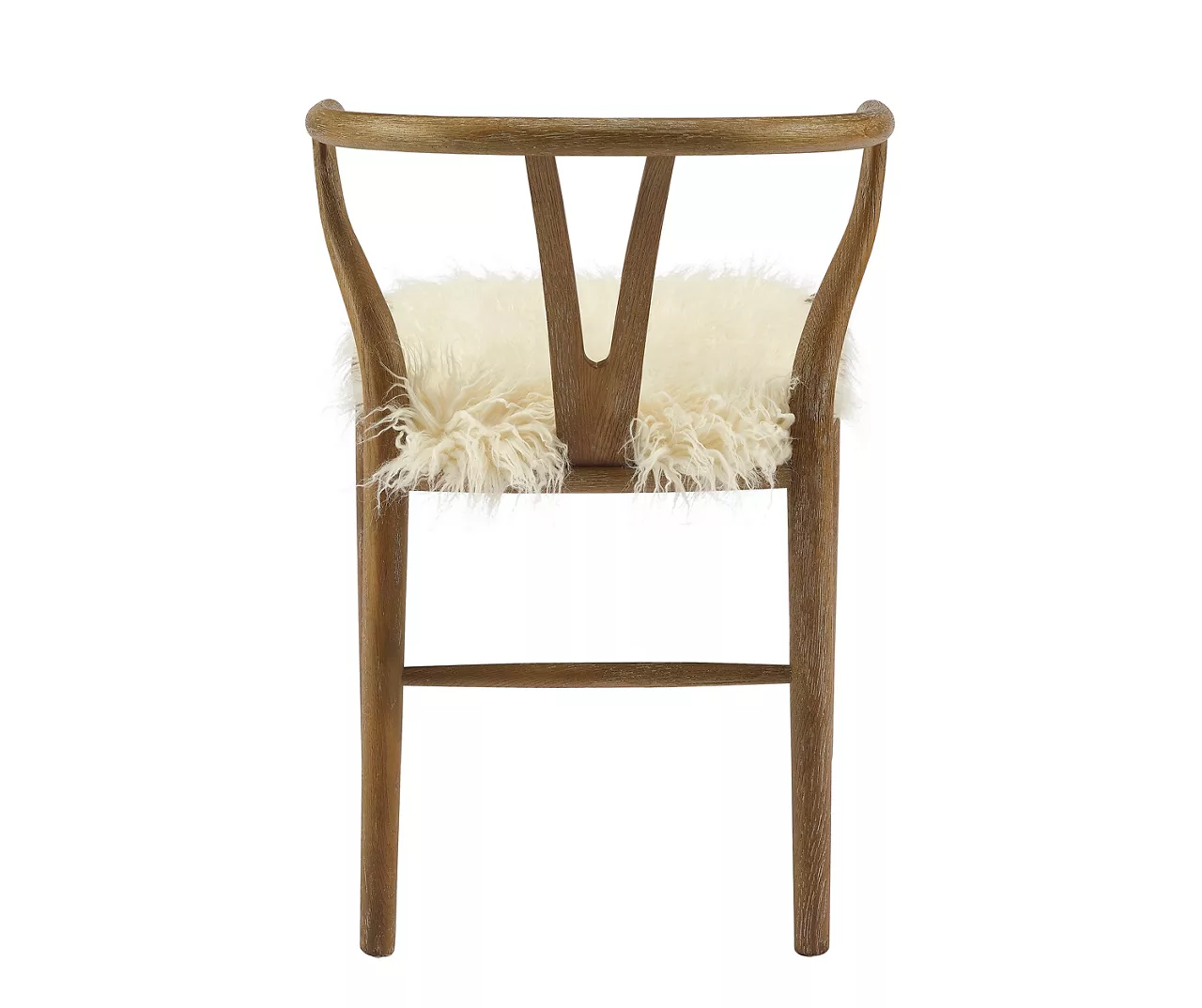 Emmitt Gray & Brown Faux Fur Wishbone Chair 7 Emmitt Gray & Brown Faux Fur Wishbone Chair - Image 7