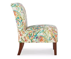 Danna Multicolor Upholstered Paisley Curved Back Slipper Chair -Home Style Shop 810543301 3