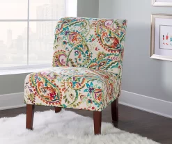 Danna Multicolor Upholstered Paisley Curved Back Slipper Chair -Home Style Shop 810543301 6
