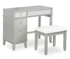 Jasmine 2-Piece White 1-Drawer Lifting Mirror Vanity Set -Home Style Shop 810543315 4