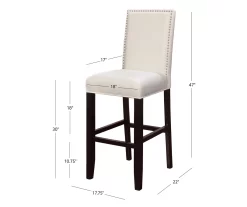 Blaire White Glitz Nailhead Bar Stool 13 Blaire White Glitz Nailhead Bar Stool -Home Style Shop 810543340 A7
