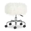 Zola White Faux Fur Rolling Swivel Stool