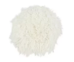 Zola White Faux Fur Rolling Swivel Stool -Home Style Shop 810543344 5