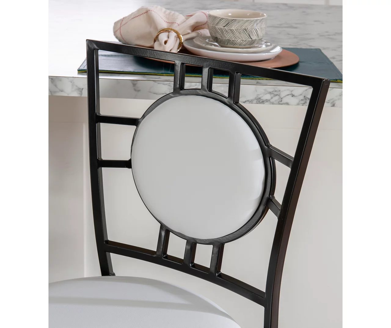 Newton White & Black Upholstered Faux Leather Adjustable Stool 6 Newton White & Black Upholstered Faux Leather Adjustable Stool - Image 6