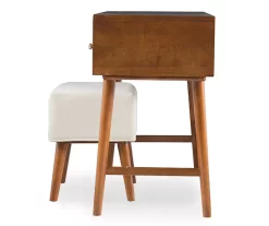 Merci 2-Piece White & Walnut 2-Drawer Lifting Mirror Vanity Set -Home Style Shop 810543353 4