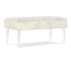 Cara White Faux Fur Acrylic Leg Bench -Home Style Shop 810543373 4