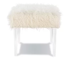 Cara White Faux Fur Acrylic Leg Bench -Home Style Shop 810543373 5