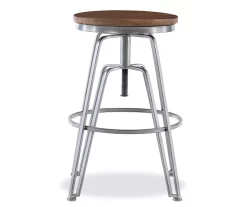 Brown Wood & Chrome Adjustable Swivel Bar Stool 7 Brown Wood & Chrome Adjustable Swivel Bar Stool -Home Style Shop 810543377 3