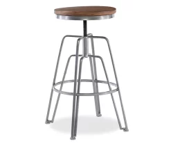 Brown Wood & Chrome Adjustable Swivel Bar Stool 9 Brown Wood & Chrome Adjustable Swivel Bar Stool -Home Style Shop 810543377 5