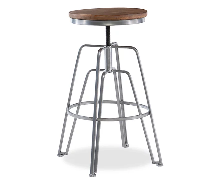 Brown Wood & Chrome Adjustable Swivel Bar Stool 5 Brown Wood & Chrome Adjustable Swivel Bar Stool - Image 5
