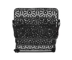 Mabry Black 3-Tier Pierced Floral Rolling Cart -Home Style Shop 810543382 5