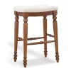 Harbor White & Brown Upholstered Linen Backless Bar Stool