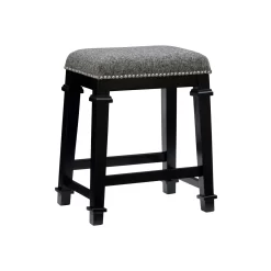 Clark Black & White Upholstered Tweed Backless Counter Stool