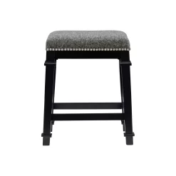 Clark Black & White Upholstered Tweed Backless Counter Stool -Home Style Shop 810543399 4