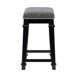 Clark Black & White Upholstered Tweed Backless Counter Stool -Home Style Shop 810543399 5
