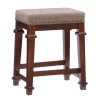 Clark Walnut & Light Brown Upholstered Tweed Backless Counter Stool