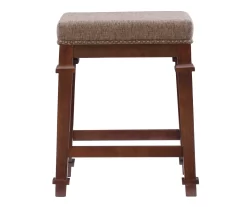 Clark Walnut & Light Brown Upholstered Tweed Backless Counter Stool -Home Style Shop 810543403 A0 2