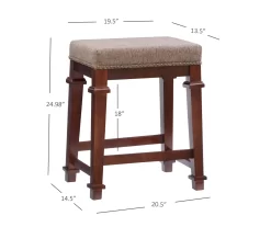 Clark Walnut & Light Brown Upholstered Tweed Backless Counter Stool -Home Style Shop 810543403 D8 9
