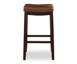 Brooke Cognac & Dark Brown Faux Leather Backless Padded Counter Stool -Home Style Shop 810543421 3