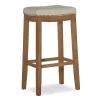 Brooke Natural & Rustic Brown Backless Striped Bar Stool