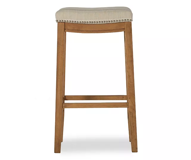 Brooke Natural & Rustic Brown Backless Striped Bar Stool 3 Brooke Natural & Rustic Brown Backless Striped Bar Stool - Image 3
