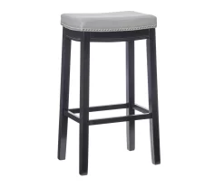 Brooke Gray & Black Faux Leather Backless Padded Bar Stool 21 Brooke Gray & Black Faux Leather Backless Padded Bar Stool -Home Style Shop 810543425 A0 1
