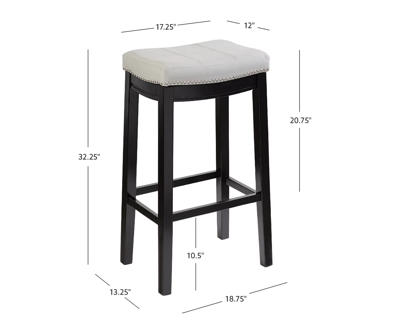 Brooke Gray & Black Faux Leather Backless Padded Bar Stool 12 Brooke Gray & Black Faux Leather Backless Padded Bar Stool - Image 12