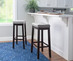 Brooke Gray & Black Faux Leather Backless Padded Bar Stool 16 Brooke Gray & Black Faux Leather Backless Padded Bar Stool -Home Style Shop 810543425 B0 2