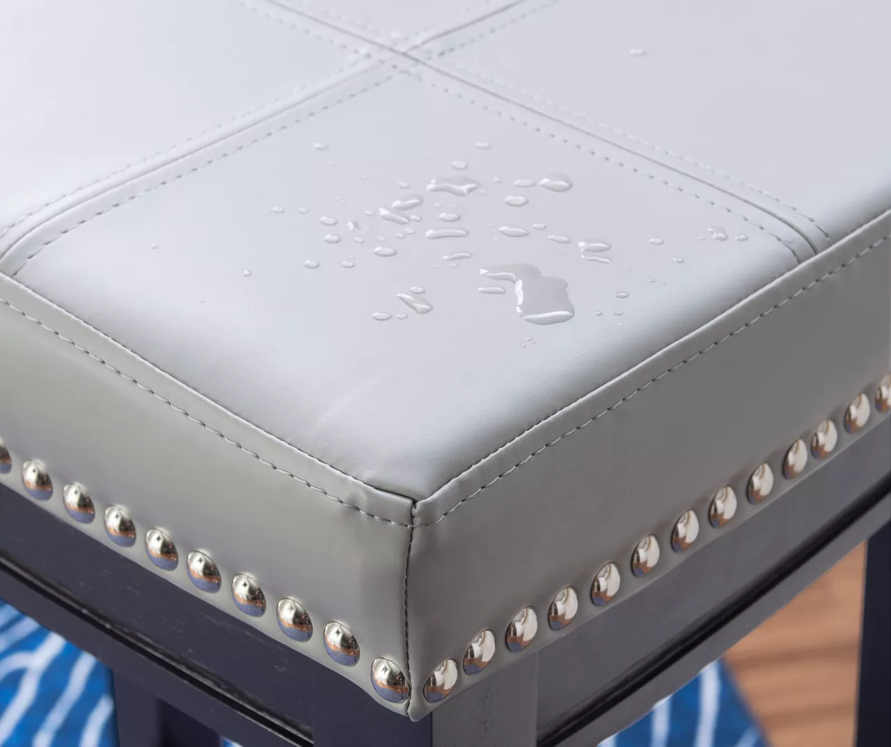 Brooke Gray & Black Faux Leather Backless Padded Bar Stool 6 Brooke Gray & Black Faux Leather Backless Padded Bar Stool - Image 6