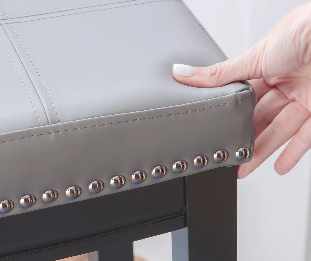 Brooke Gray & Black Faux Leather Backless Padded Bar Stool 7 Brooke Gray & Black Faux Leather Backless Padded Bar Stool - Image 7