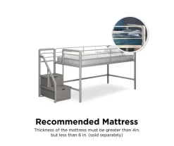 DHP Kaden Gray Junior Twin Loft Bed With Storage Steps -Home Style Shop 810543776 1