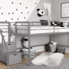 DHP Kaden Gray Junior Twin Loft Bed With Storage Steps