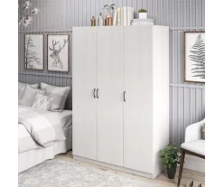 Ivory Oak 3-Door Storage Wardrobe -Home Style Shop 810561398 2