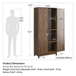 Seven Hills Columbia Walnut 2-Door Storage Cabinet -Home Style Shop 810563167 71