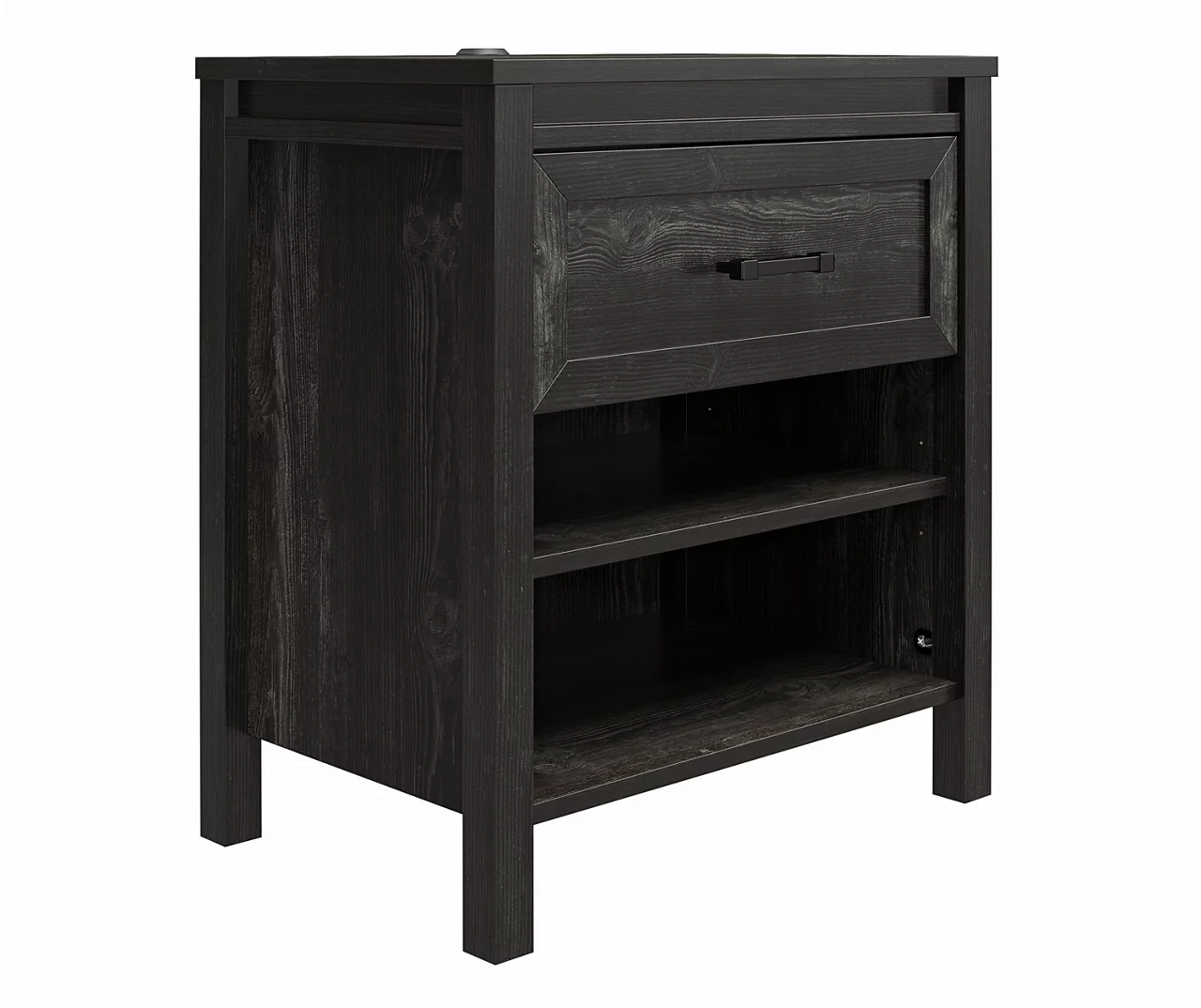 Silverton Black Oak Nightstand With USB Charging 2 Silverton Black Oak Nightstand With USB Charging - Image 2